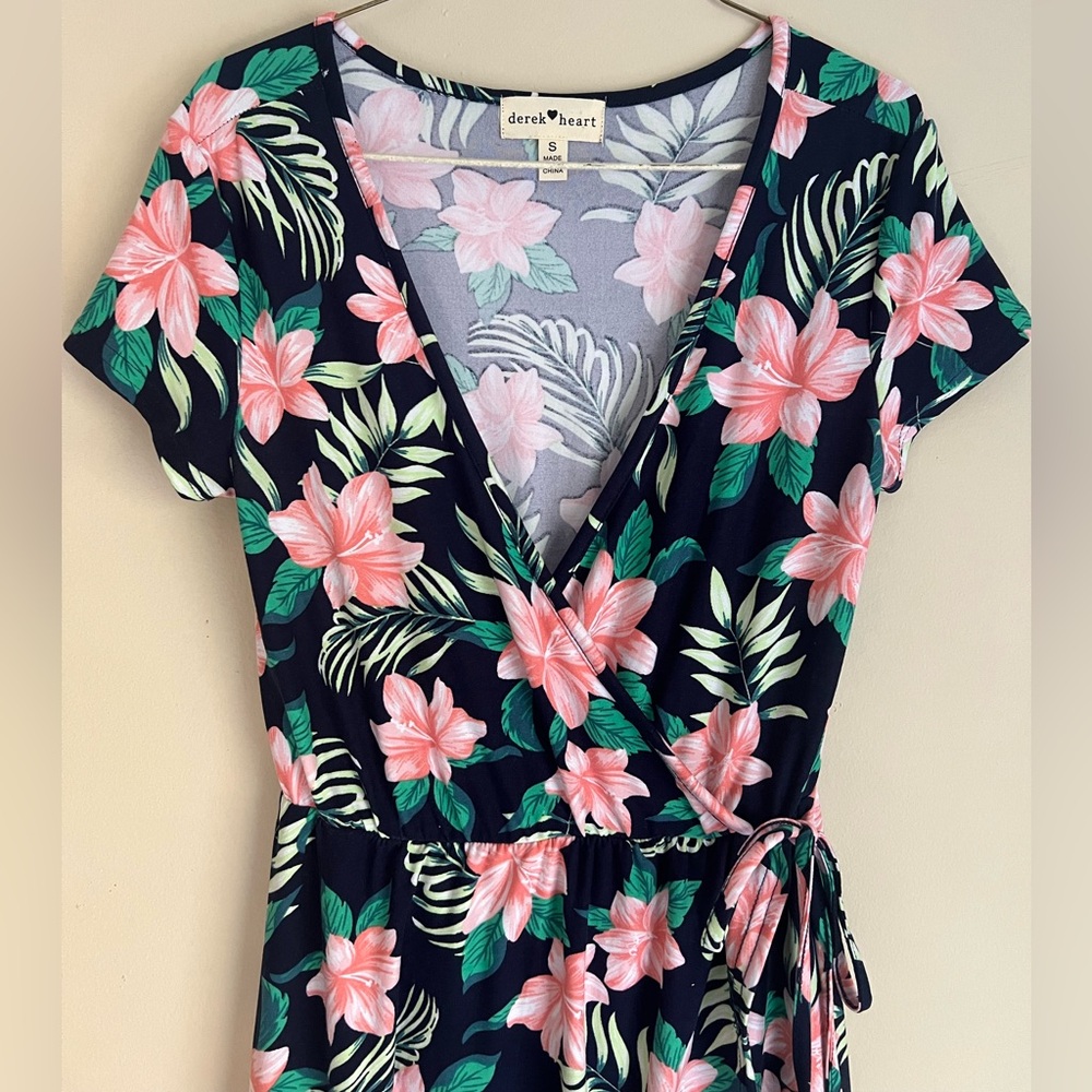 Derek Heart Black and Pink Floral Mini Dress - Picture 3 of 5